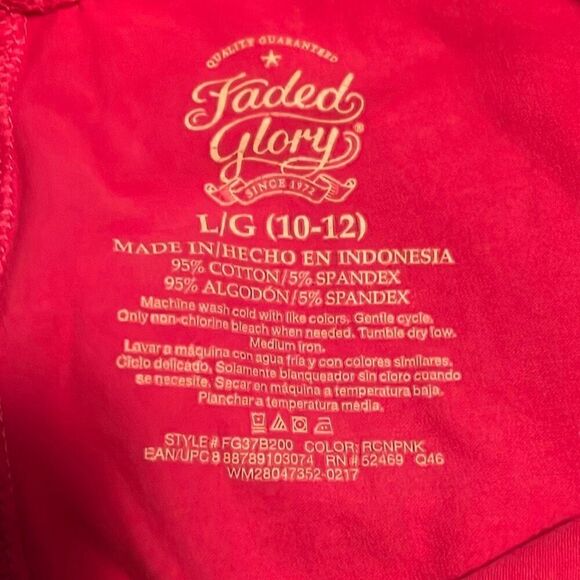 Faded Glory Kid's Red Solid Pull On High Rise Leggings Size L/G(10-12) - Picture 4 of 4